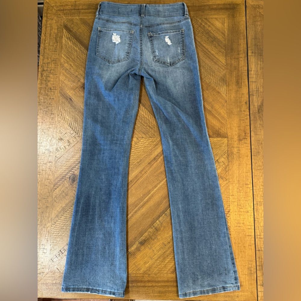 BCBGeneration Women’s Mid Rise Bootcut Distressed Blue Jeans Size 1 - Picture 9 of 14